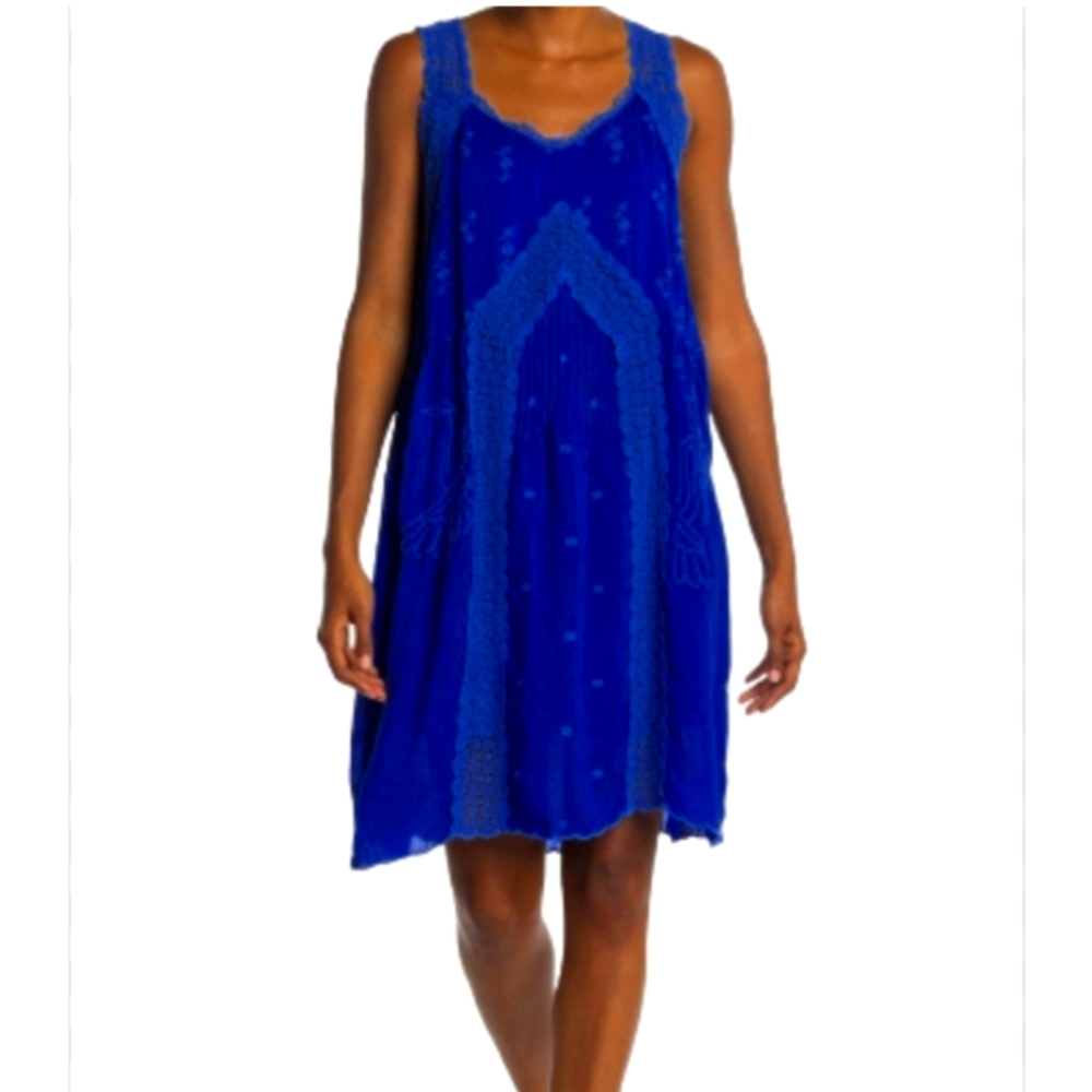 JOHNNY WAS EIRA SLEEVELESS BOHO DEMBROIDERED DRESS